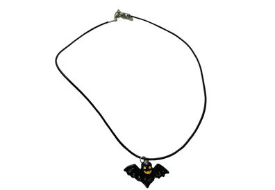 Fledermaus Kette Miniblings Anhänger Halskette Kostüm Halloween schwarz orange