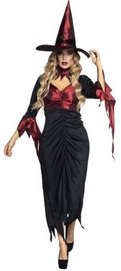 Böse Hexe Kostüm Damen schwarz/ rot Größe 40/42 (M)
