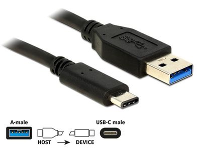 Kabel USB 3.1 A (St) => C (St) 1,0m * DeLock*