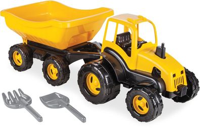 traktor mit Anhänger gelb/ schwarz 4-teilig