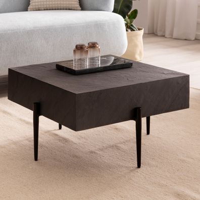 Wohnling Couchtisch Steinoptik Anthrazit 64x64x35 cm Sofatisch Wohnzimmertisch