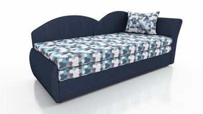 Sofa Schlafsofa inklusive Bettkasten ALINA / L- Stoff Alova Blau / Muster