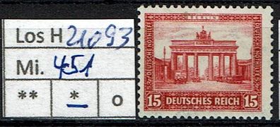 Los H21093: Deutsches Reich Mi. 451 *