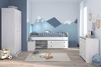 Parisot Smoozy 21a-Kinder-und Jugendzimmer Sauraumbett Weiß Blau 90x200