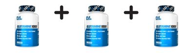 3 x EVL Nutrition Glutamine 1000 (60 vcaps) Unflavoured