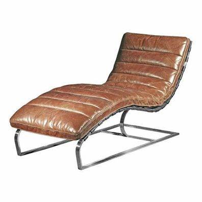 Longchair 61x115x81cm Leather Brown