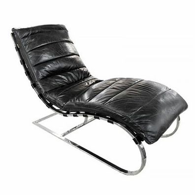 Longchair 61x115x81cm Leather Black