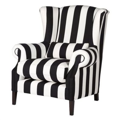 Braxton 1-Seater 96x92x106cm Stripes Big Fabrics Black/ White
