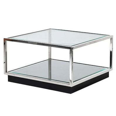 Coffee Table Kohen 65x65x40cm With Clear Glass/ Mirror (114728)
