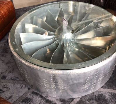 Airplane Coffee Table 128x128x42cm Propeller Aluminium
