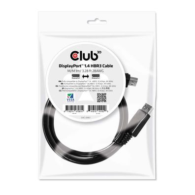 Kabel Video DisplayPort 1.4 HBR3 ST/ ST 1,0m 28AWG * Club3D*