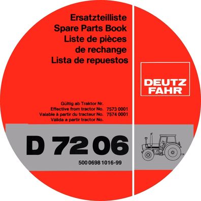 Ersatzteilliste für den Deutz Fahr Traktor D 7206 Deutsch