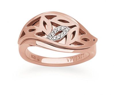 Viventy Damen Ring 925/000 Sterling Silber roségold plattiert mit Zirkon...