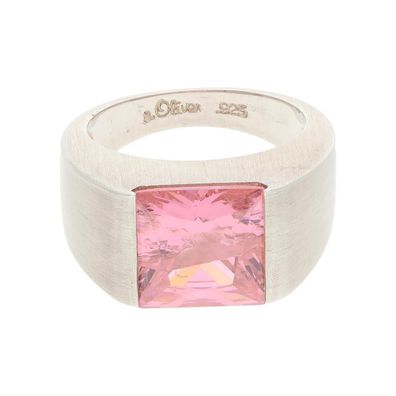 s. Oliver Damen Ring 925/000 Sterling Silber mit Zirkonia pink - Größe: 52
