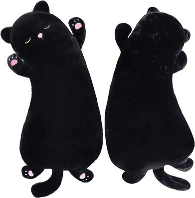 Schwarzes Katzen-K?rperkissen, 65,6 cm langes Katzen-Pl¨¹schkissen zum Umarmen, G