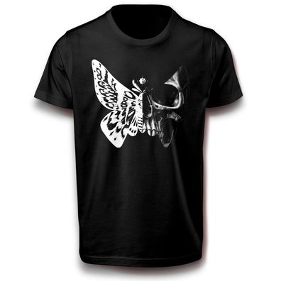 Totenkopf Schmetterling Skull T-Shirt 152 - 3XL Baumwolle Fun Schädel Kopf Halloween