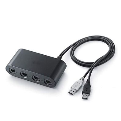Tragbarer 4-Port-Controller-Adapter für Wii U, PC, Switch - Schwarz