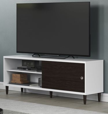 Click System TV Unterteil mit Wechselfront weiß und Wenge Lack Board 150 cm Evolution