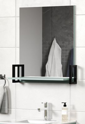 Badezimmer Spiegel in Dusk Blue Badspiegel mit Ablage Wandspiegel Matix 64 x 74 cm