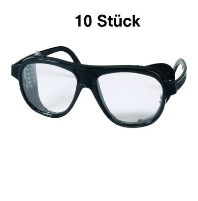 10 Stück Schutzbrille EN166 Kunststoff mit Seitenblenden - verstellbare Bügel