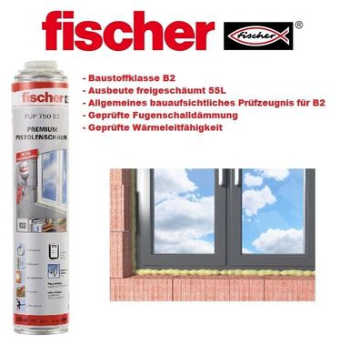 Fischer Premium 1K Pistolenschaum Bauschaum Dämmschaum PUP 750 B2 825ml # 53084
