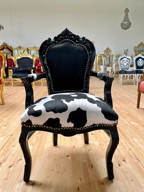 Armchair French Louis Style Chair Baroque Rococo Style Armchair in Animal Print