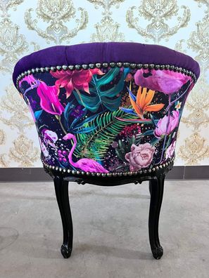 Armchair Velvet Viola Retro Baroque Style Tufted Velvet Purple Chair for Lounge
