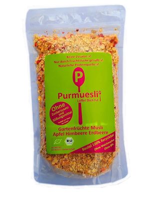 19,97 €/ kg | Purmüsli BIO - Garten Früchte Müsli Apfel, Himbeere 350g Beutel