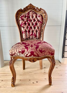 Chair French Baroque Rococo Style in Red Dining Chair Retro Handmade Style