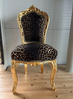 Accent Chair French Baroque Style Dining Chair Leopard Print Antique Style