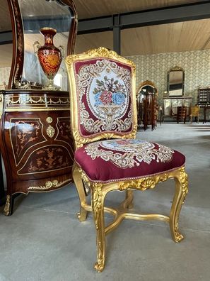 Chair French Baroque Style Dining Chair Gold Finish Antique Style in Bordeaux