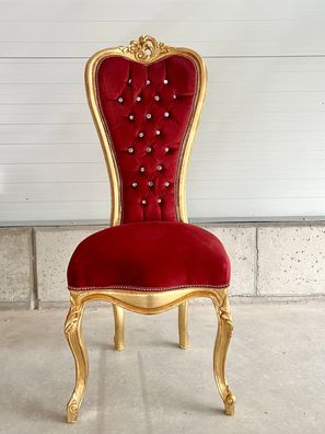 Tall Chair Red Velvet French Baroque Style Throne in Gold Finish for Party Event