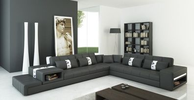Ecksofa Polster Couch Sofa Wohnlandschaft Sitz Eck Garnitur Leder Textil Peterso