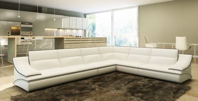 Ecksofa Polster Couch Sofa Wohnlandschaft Sitz Eck Garnitur Leder Textil Salut