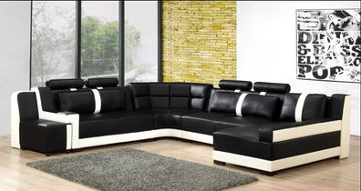 Ecksofa Polster Couch Sofa Wohnlandschaft Sitz Eck Garnitur Leder Textil PH26