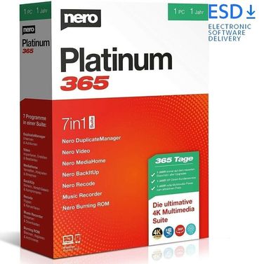 Nero Platinum 365|1 PC/ WIN|1 Jahr|Code per E-Mail|Download|ESD