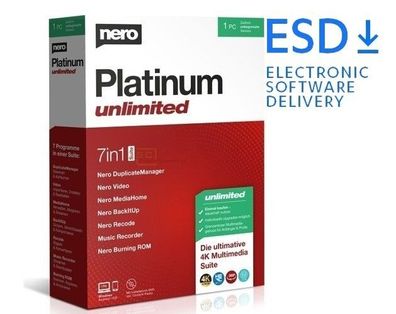 Nero Platinum Unlimited 2023|1 PC/ WIN|Dauerlizenz|Code per E-Mail|Download|ESD