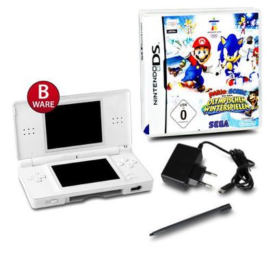 DS Lite Konsole weiss #71B + Kabel + Mario & Sonic bei olympischen Winterspielen