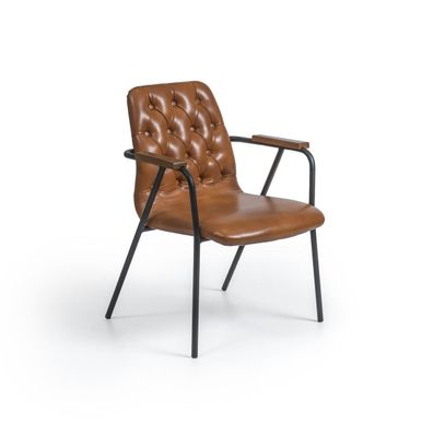 Designer Stuhl mit Armlehnen Braun Esszimmerstuhl Luxus Möbel Neu Design