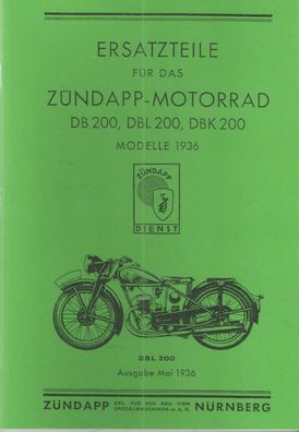 Ersatzteilliste Zündapp Motorrad DB 200, DBL 200, DBK 200, Zündapp Kraftrad