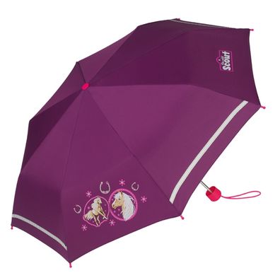 Scout Kinder-Taschenregenschirm mit Reflektorstreifen Pink Horse
