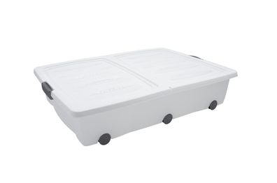 Unterbettkommode mit Rollen - 60 L / weiß - Spielzeug Box Aufbewahrungs Kiste Rollbox