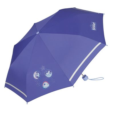 Scout Kinder-Taschenregenschirm mit Reflektorstreifen Lila Luna
