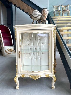Small Vitrine White French Baroque Style Showcase Home Decor Display Case White