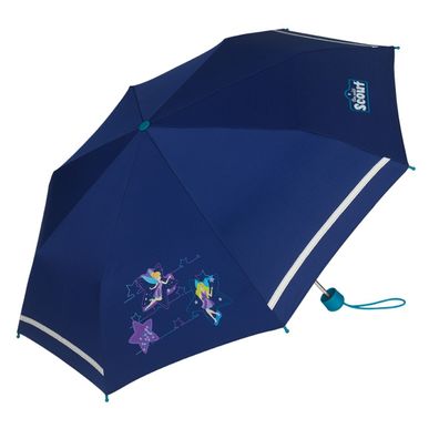 Scout Kinder-Taschenregenschirm mit Reflektorstreifen Blue Star
