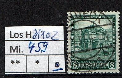 Los H21102: Deutsches Reich Mi. 459, gest.