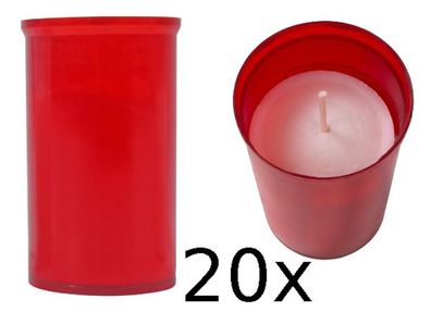 20x Grabkerze rot Tagebrenner Grablicht Trauerkerze Grableuchte Grabschmuck