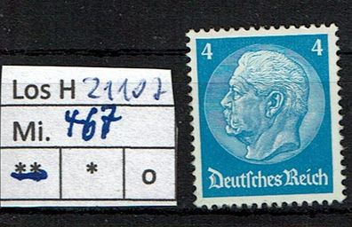 Los H21107: Deutsches Reich Mi. 467 * *