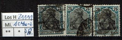 Los H21111: Deutsches Reich Mi. 104 a-c, gest., gepr. Infla
