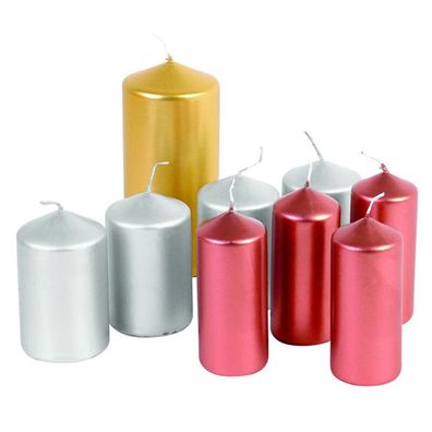 6 Stück Metallic Design Stumpenkerzen Weihnachten 12x6cm Adventskranz